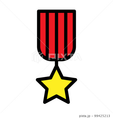 Medal with star icon line isolated on white background. Black flat thin icon on modern outline style. Linear symbol and editable stroke. Simple and pixel perfect stroke vector illustration 99425213