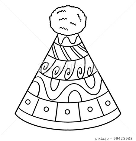 Birthday Party Hat Isolated Coloring Page for Kids 99425938