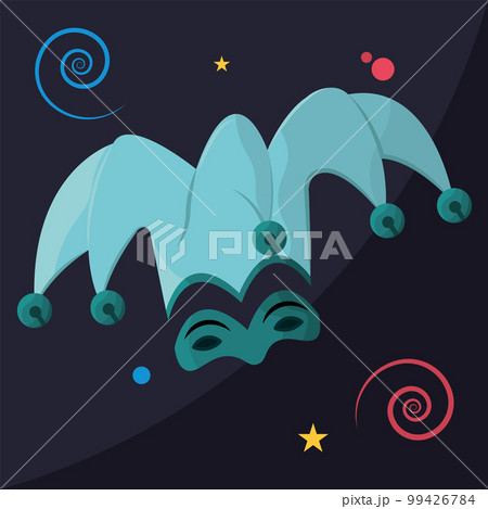 Isolated harlequin hat colored icon Flat design Vector 99426784