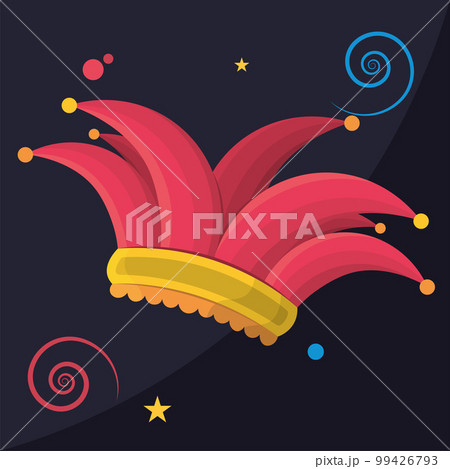 Isolated harlequin hat colored icon Flat design Vector 99426793