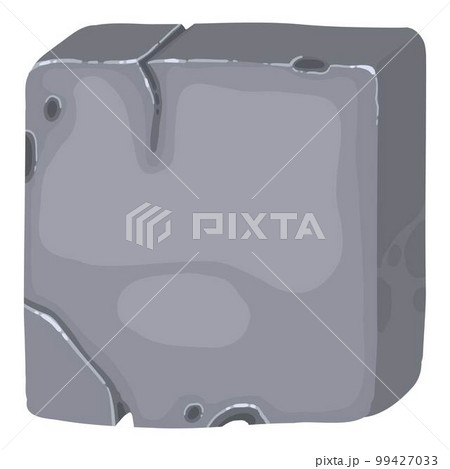 Stone plate, board, banner for games. GUI design element. Rock, metal panel, button, key, frame, arrow, object for navigation. Flat vector illustration isolated on white background 99427033