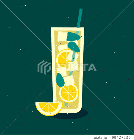 Cocktail with lemon and mint. Vector illustration Cocktail with lemon and mint. Vector illustration 99427239