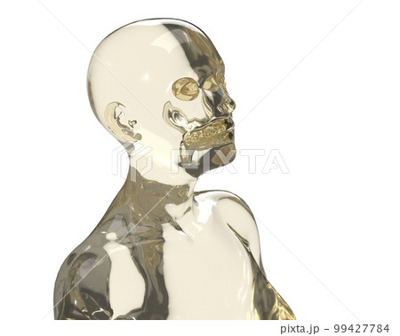 Three dimensional model. Transparent figure of a naked bald woman on a black background. Three dimensional model. Transparent figure of a naked bald woman on a black background. 99427784