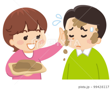 男性の顔に泥を塗る女性のイラスト素材 [99428117] PIXTA