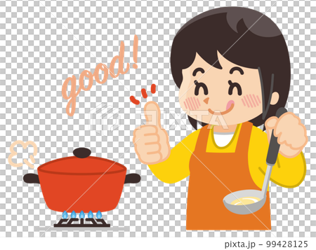 做美味食物的家庭主婦鍋 99428125