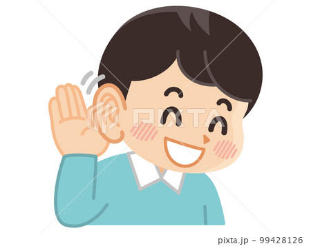 耳を大きくして話を聞く男性　聞き耳をたてる 99428126