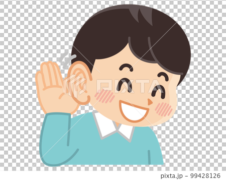 耳を大きくして話を聞く男性　聞き耳をたてる 99428126