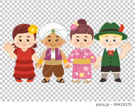 世界的孩子手牽手種族國籍和平 99428370