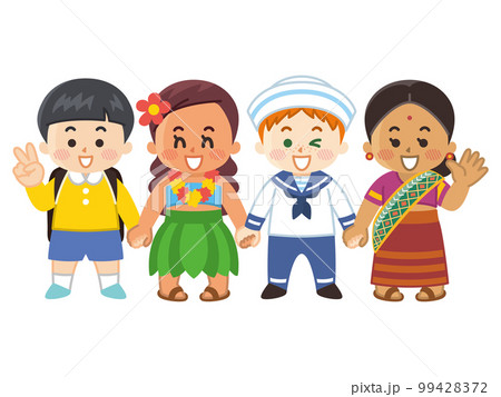 手を繋ぐ世界の子供たち　人種　国籍　平和 99428372