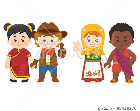 手を繋ぐ世界の子供たち　人種　国籍　平和 99428376