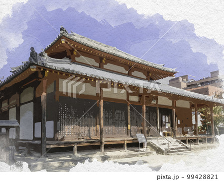 水彩画風 西大寺 四王堂 奈良県奈良市 水彩画風 西大寺 四王堂 奈良県奈良市 99428821