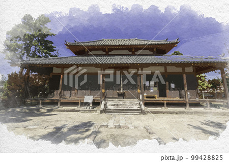 水彩画風　西大寺　四王堂　奈良県奈良市 99428825