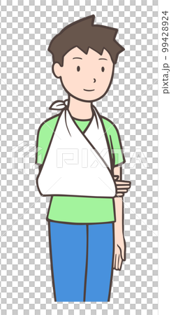 三角巾で腕を支えている男性 三角巾で腕を支えている男性 99428924