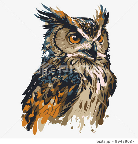 Colorful wise owl portrait, wpap, pop art style. Colorful wise owl portrait, wpap, pop art style. 99429037