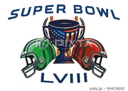 American Football Helmets and Ball Illustration 99429092