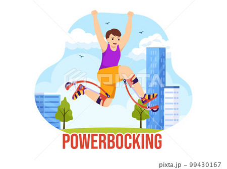 Powerbocking Sport Illustration with Jumping Boots for Web Banner or Landing Page in Extreme Sports Flat Cartoon Hand Drawn Templates 99430167