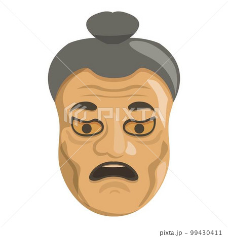 Traditional noh mask icon cartoon vector. Kabuki face. Monster god Traditional noh mask icon cartoon vector. Kabuki face. Monster god 99430411