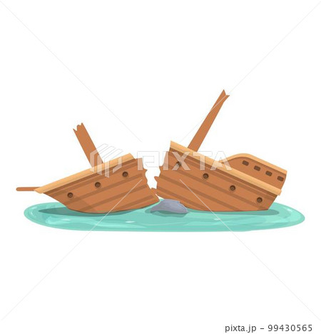 Sea shipwreck icon cartoon vector. Old ship. Ocean island Sea shipwreck icon cartoon vector. Old ship. Ocean island 99430565