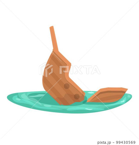 Vintage shipwreck icon cartoon vector. Old ship. Wave ocean Vintage shipwreck icon cartoon vector. Old ship. Wave ocean 99430569