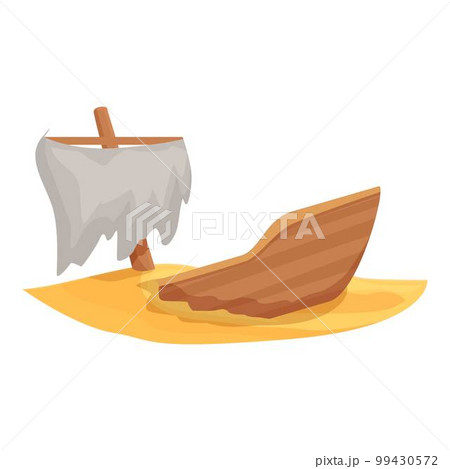 Desert shipwreck icon cartoon vector. Pirate ship. Ocean island 99430572