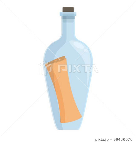 Sea bottle icon cartoon vector. Letter message. Water glass Sea bottle icon cartoon vector. Letter message. Water glass 99430676