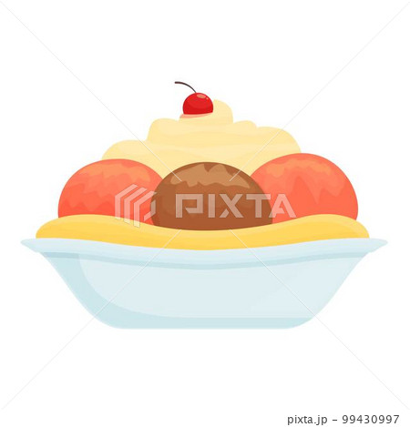 Cream balls icon cartoon vector. Sundae food. Snack sweet 99430997
