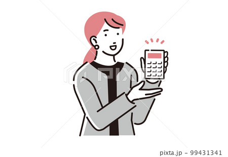 人物 電卓を持つビジネスパーソン女性 99431341