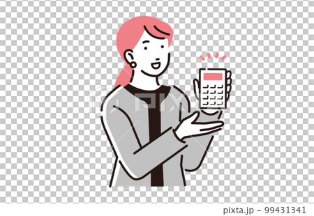 人物 電卓を持つビジネスパーソン女性 99431341