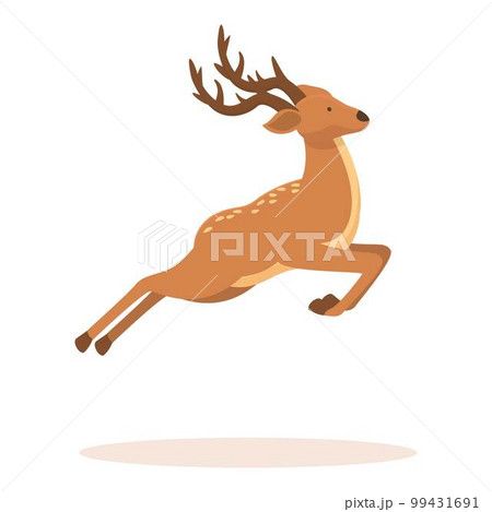 Jumping forest deer icon cartoon vector. Herd animal. Fauna antler 99431691