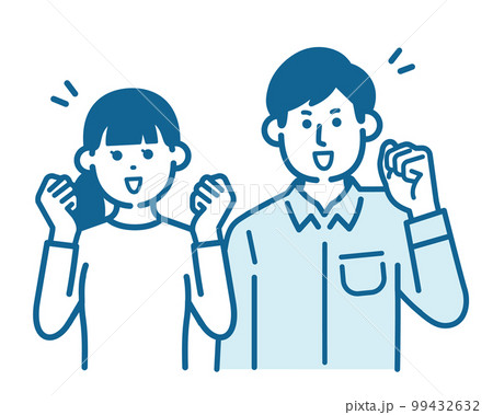 ガッツポーズをする男女 ガッツポーズをする男女 99432632