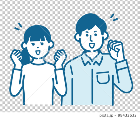 ガッツポーズをする男女 ガッツポーズをする男女 99432632