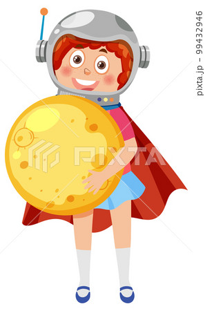 Kid wearing astronaut helmet 99432946