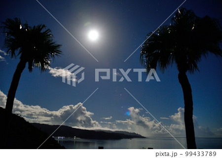 奄美大島　大浜海浜公園　瑠璃色の空と月明り 99433789