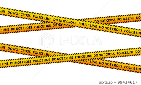 Police line do not cross tapes. Crossed yellow and black caution stripes. Danger area or crime scene zone stripes background. Warning sign. Vector  Police line do not cross tapes. Crossed yellow and black caution stripes. Danger area or crime scene zone stripes background. Warning sign. Vector  99434617