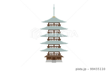 正面から見た五重塔のイラスト　アウトラインなし 99435110