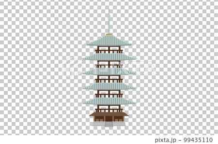 正面から見た五重塔のイラスト　アウトラインなし 99435110