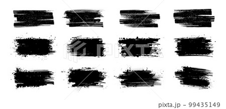 Detailed Ink brushstroke and paintbrush stencil template with splashes 99435149
