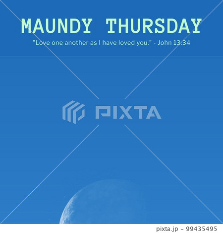 Composition of maundy thursday text and copy space with globe on blue background 99435495