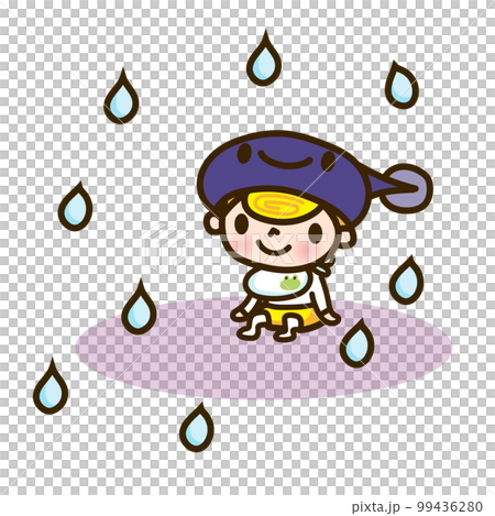 帶雨和蝌蚪的帽子的孩子 帶雨和蝌蚪的帽子的孩子 99436280
