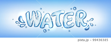 Realistic water text with splash. 3d bubble font Realistic water text with splash. 3d bubble font 99436385