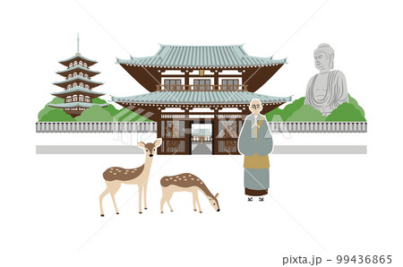 お寺の風景のイラスト　アウトラインなし 99436865