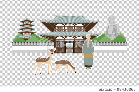 お寺の風景のイラスト　アウトラインなし 99436865