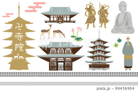 お寺のイラストセット 99436904