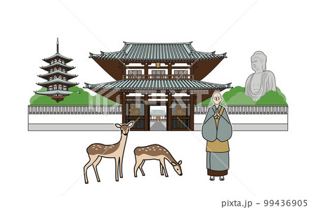 お寺の風景のイラスト　アウトラインあり 99436905