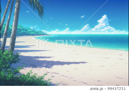 南国 リゾート 海 夏 海岸 砂浜 雲 常夏のイラスト素材 [99437251] - PIXTA