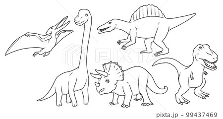 五種類の恐竜モノクロイラスト 99437469