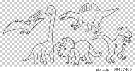 五種類の恐竜モノクロイラスト 99437469