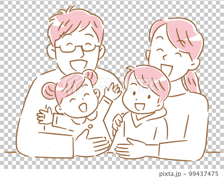 2人の子どもを持つ若い夫婦 4人家族 2人の子どもを持つ若い夫婦 4人家族 99437475