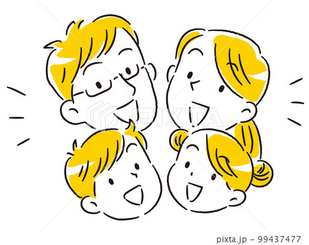 2人の子どもを持つ若い夫婦 笑顔の4人家族 2人の子どもを持つ若い夫婦 笑顔の4人家族 99437477