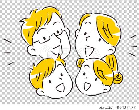 2人の子どもを持つ若い夫婦 笑顔の4人家族 2人の子どもを持つ若い夫婦 笑顔の4人家族 99437477